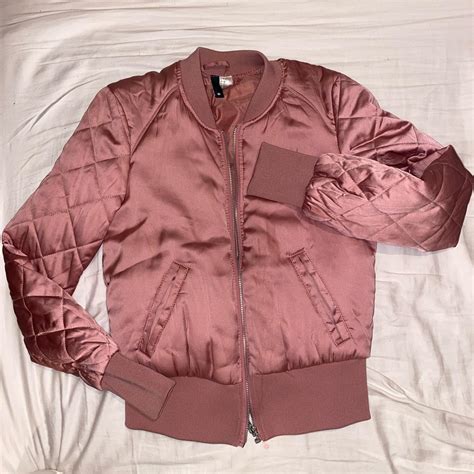 Gorgeous pink silky bomber jacket with pockets and... - Depop