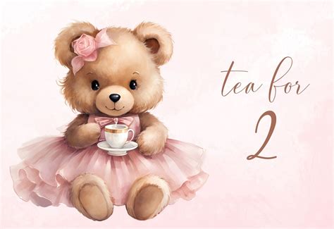 Tea Party Teddy Bears Clipart Png Nursery Print Teddy Bear - Etsy