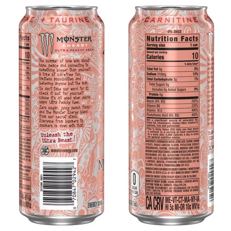 Monster Energy Ultra Peachy Keen reviews ratings & information - Bev Rank