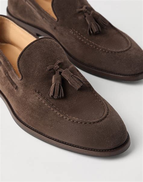 Suede loafers for Man in Taupe | Brunello Cucinelli