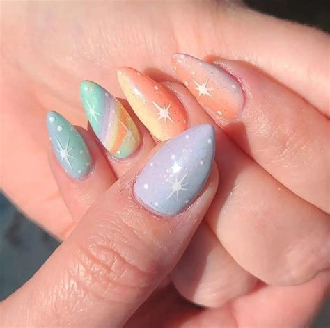 Pastel Rainbow nail inspo | Firework nails, Rainbow nails, Pretty gel nails