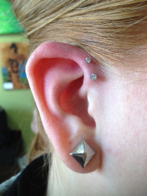 -this is a double forward helix piercing that was done by Sarai. | Ear ...
