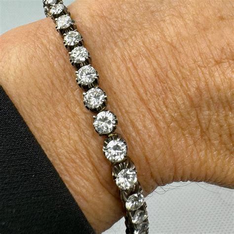 14k 6.50 Ct.* Antique Diamond Tennis Bracelet Auction