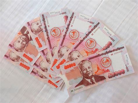 Laos Kip banknotes close-up. Money background. Laos currency - Kip. Pattern texture and ...