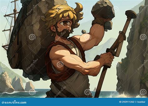 A Cyclops from Homer S Odyssey, Standing on an Ancient Greek Island, AI ...