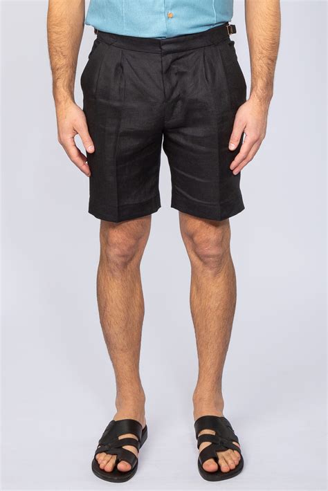 Black linen shorts - MR. CUFF
