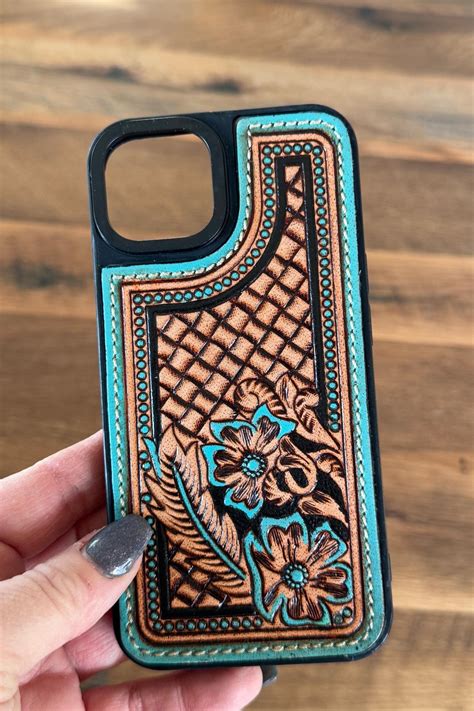Turquoise Tooled Leather Western Phone Case, Phone Accessory, Phone ...