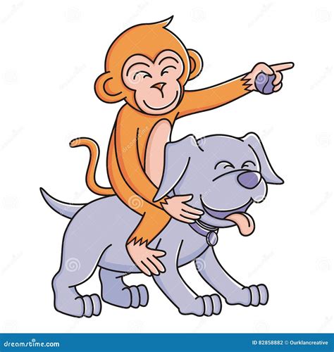 Monkey and Dog Vector Illustration H4 Stock Vector - Illustration of ...
