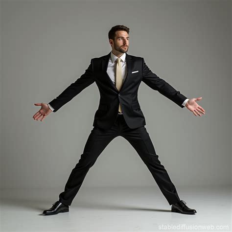 Man in Suit with M-Leg Spread | Stable Diffusion Online