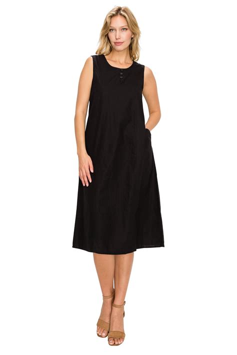 Black Linen Midi-Dress - Walmart.com