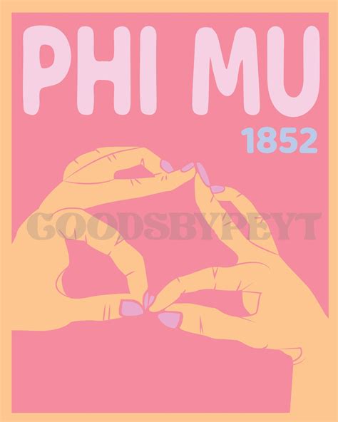 PHI MU Sorority Hand Sign Poster in PINK Digital File - Etsy