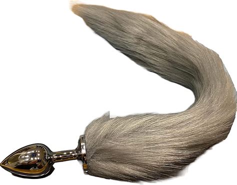 The Naughty Drawer™ - Butt Plug Tail. Anal Plug for Men & Women. 40cm Faux Fur Grey Tail with ...