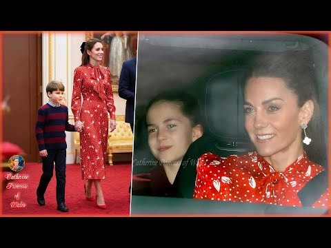 Catherine Radiant In Striking Red Pussy-Bow Dress As Royal Family Gathers For Annual Christmas Lunch