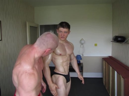 Muscle worship and oil