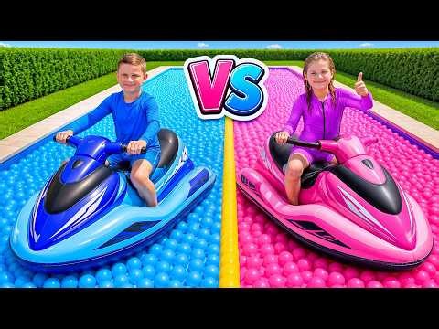 Girls vs Boys Color Challenge! Pink vs Blue and More