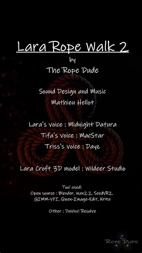 RT @rope_dude: Hey, I hope you are doing fantastic ^^.Here is the final version of Lara rope walk somewhere inside the Entity's domain ^^…