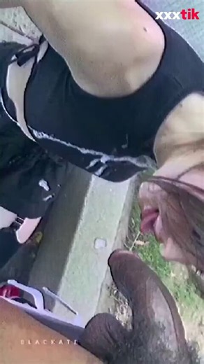 Sucking outdoors Skinny pale brunette college teen with perky A-cup tits and tiny waist gets on her knees to deepthroat thick black cock on sunny public sidewalk. Slim athletic ebony guy in Nike shorts and Jordan sneakers holds phone filming POV while her long hair covers face https://t.co/SlqfkPZ2EE