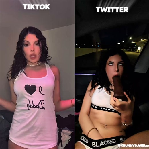 RT @DaniBLACKED: Left side: cute TikTok girl pretending to be innocent… Right side: me gagging on a fat black cock like a proper snowbunny…