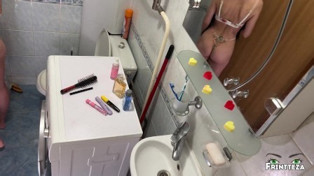 Step mom share bed in hotel room with Step son. Surprise fuck creampie for Step mother