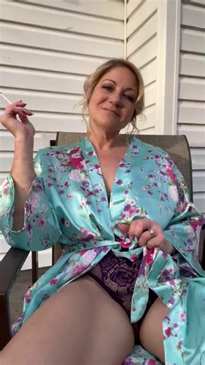 Annabelle Sky Smokes and Undoes her Robe to show her Cupless and Crotchless Lingerie #smokingfetish #smoking