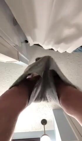 Cute bating a big cock before shower
