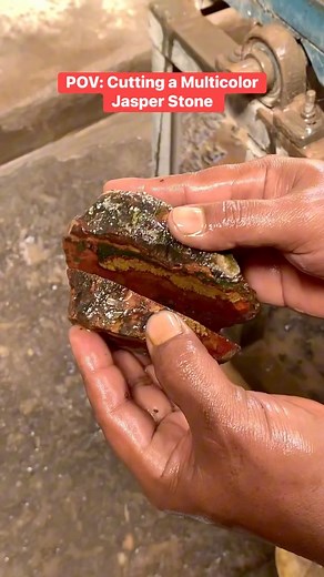 POV: Cutting a Multicolor Jasper . What’s hidden inside? #yazidikhsani #jasper #jasperstone #cuttingstone #lapidary #TreasureHunt #gemstones #stonecutter #artwork | Yazid Ikhsani