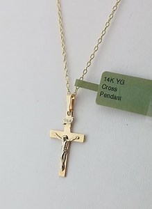 Jesus Christ Crucifix Cross Unisex Pendant 14k Yellow Gold - Etsy UK