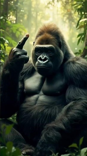 Funny Gorilla Giving a middle finger Up in the Jungle🦧 #cuteanimals #youtubeshorts