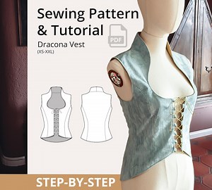 Fantasy Vest Sewing Pattern PDF – Lace-up vest for sewing yourself, medieval, cosplay, LARP or Ren Faire costume (xs–xxl)