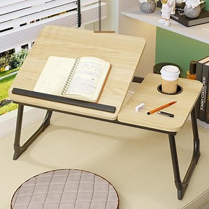 Laptop Desk for Bed, Adjustable Laptops Stand with 5 Adjustable Angles, Portable Lap Tray Table with Cup Holder, Laptop Bed Desk Tray for Eating Working Writing Reading