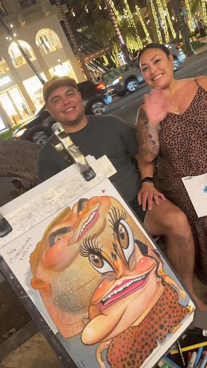 80K views · 2.6K reactions | Their laugh made me laugh too #caricature #funny #streetart #waikiki #hawaii #art #artist | Caricature Party | Facebook