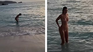 Kendall Jenner shows off her bikini body bathing in the ocean