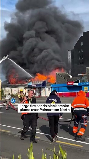 Large fire sends black smoke plume over Palmerston North | RNZ