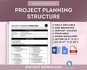 Project Planning Structure Template, Work Breakdown Structure, Project Outline Framework, Project Roadmap Template, Project Management Guide - Etsy