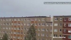 30K views · 500 reactions | RAW VIDEO: Storm Xavier killed at least seven people yesterday in Germany. This video shows the moment the wind ripped the roof off a building in Schwedt! | AccuWeather | Facebook