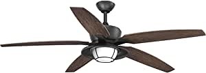 Progress Lighting P2564-8030K Protruding Mount, 5 Toasted Oak Blades Ceiling fan with 18 watts light, Forged Black