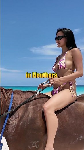Horse back riding on the pinks sand beach in the Bahamas #horseride #beach #bikini