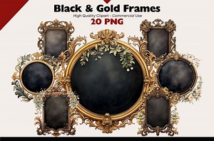 Victorian Gold Frame Chalkboard Clipart Bundle, Vintage Chalkboard Sign Watercolor, Customizable Empty Frame PNG, Paper Crafts, Scrapbook - Etsy
