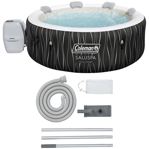 Coleman SaluSpa Hollywood Luxe AirJet Round Inflatable Hot Tub with LED Lights 4-6 Person with Pump #P08411 Including Coleman Spa Vacuum