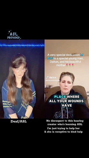 Scars in Heaven- ASL on Left side #duet with a hearing creator who is learning ASL..* no disrespect to this hearing creator who is learning. But I needed to show her that the parameters of her signs are incorrect. I wanted to show the difference between Deaf fluent ASL and a hearing learner. #ASL #reelsoffacebook | ASL SuzyQ