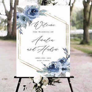 Personalized Wedding Welcome Sign, Welcome To Our Wedding Sign, Flowers Wedding Welcome Sign, Wedding Outdoor, Rustic, Moder, Decorations (Version 22)