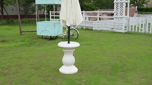 Umbrella Side Table, Outdoor Patio Table with Umbrella Hole for Porch, Concrete Modern Coffee Picnic or Poolside Table