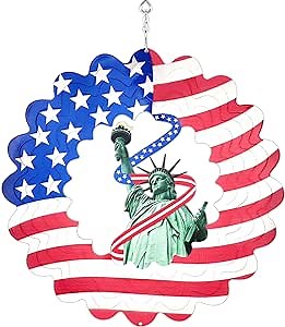 UPINS Patriotic Wind Spinner, Outdoor Large 4th of July 3D American Spinner Hanging Yard Garden Decoration Spinning Wind Spinners Sculptures Art Catcher Ornaments Art Gift