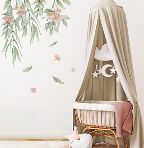 Cockatoo's & Pink Australian Gum Tree Wall Decals, Australian Theme Nursery Decor, Wattle, Eucalyptus, Wall Decal Leaves | Fable and Fawn - Etsy Australia