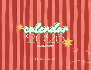 Printable Girly Retro Stripes Monthly Calendar 2026 - Etsy