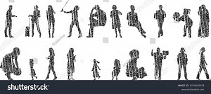 Vector Illustration Outline Silhouettes People Contour Stock Vector (Royalty Free) 2310943479 | Shutterstock