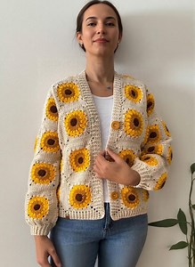 CROCHET PATTERN, Sunflower Cardigan Crochet Pattern, Grannysquare Cardigan Pattern, - Etsy Canada