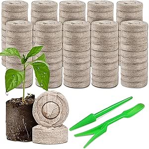 120 Pack Peat Pellets Plant Seedling Starter Soil Blocks - 30mm Indoor Outdoor Potting Soil Starter Soil Plugs Tools, Organic Compost Fiber Starting Mix,for Garden Flowers Home Plant and Vegetables