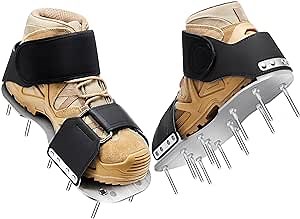 Upgraded Lawn Aerator Shoes for Grass, Metal Lawn Aerator for Aerating Lawn, Pre-Assembled Grass Aerator Shoes with Adjustable Straps for Lawn, Aerator Lawn Tool for Garden Lawn Yard