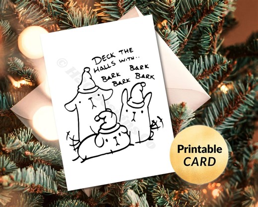 Bark Bark Christmas Card | Dog Christmas Card | Puppy Holiday Card | Digital Printable Card - Etsy Canada